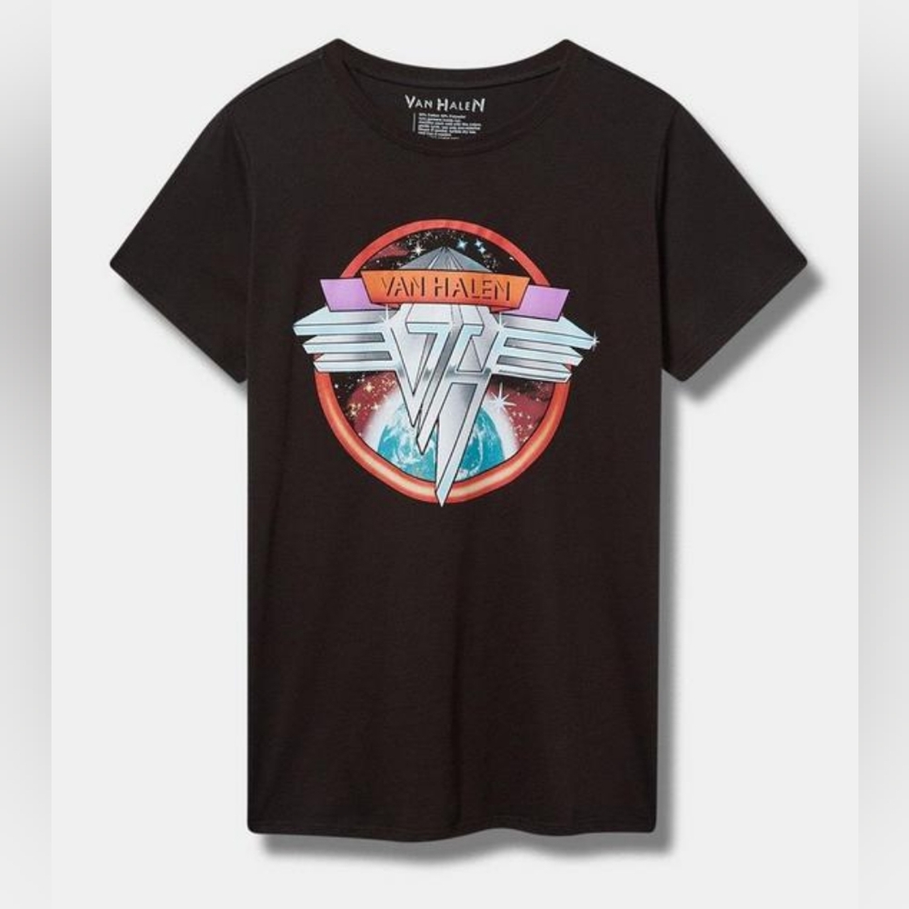 Torrid Black Van Halen Classic Fit Cotton Crew Tee T Shirt 4X 26 28 Nwt